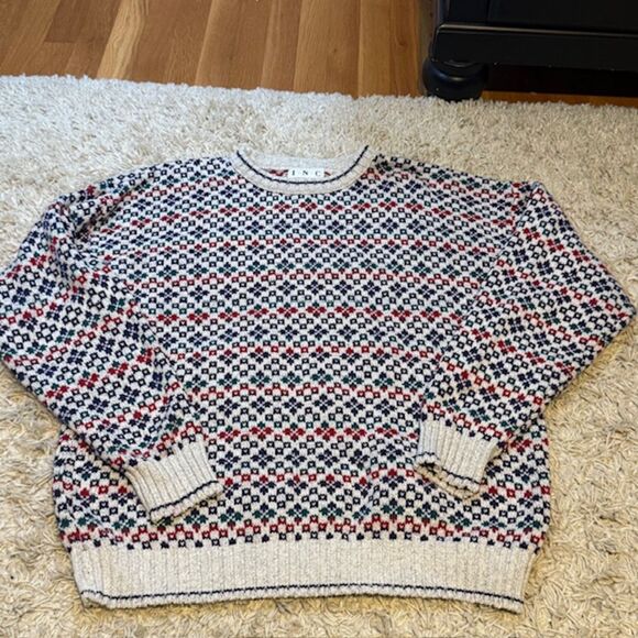 I.N.C Fair Isle Nordic Sweater XL Multi Cotton Cabincore Oversized Dadcore - Picture 7 of 7